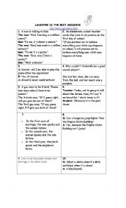 English Worksheet: LAUGHTER IS THE BEST MEDICINE