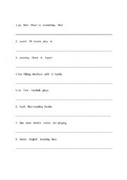 English Worksheet: Recreational Activities 