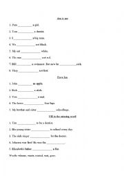 English Worksheet: Am is are