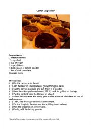 English Worksheet: Carrot Cupcake Instructions