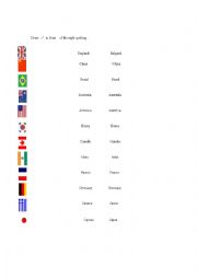 English Worksheet: country spelling