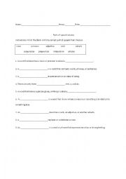 English worksheet: Parts of Speech Review