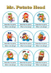 Mr. Potato Head Conversation Cards A Die, Bookmarks and Worksheets Part 1 of 2