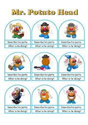 Mr. Potato Head Conversation Cards A Die, Bookmarks and Worksheets Part 2