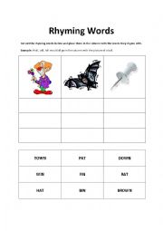 English worksheet: Rhyming words with me