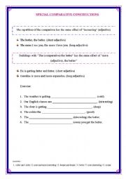 English worksheet: Comparative - special constructions