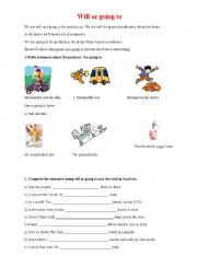 English Worksheet: FUTURE will or going to