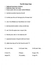 English Worksheet: the will-future
