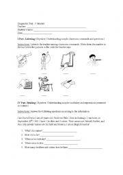 English worksheet: Diagnostic test for seven graders