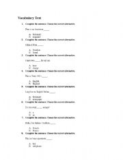 English worksheet: Vocabulary review test