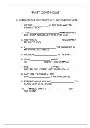 English Worksheet: Past continous