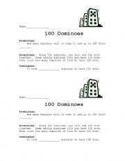 English Worksheet: 100s Day Domino Activity