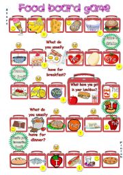 English Worksheet: Food board game