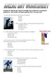 ANZAC Day Worksheet - Key Included