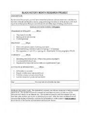 English Worksheet: Simple Black History Month Project