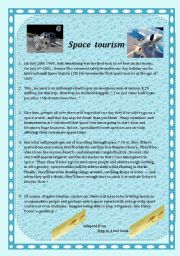English Worksheet: Space Tourism:9th form mid-termtest