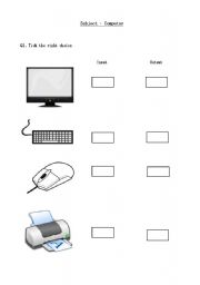 English worksheet: Computer input output devices