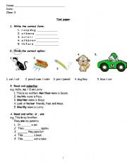 English worksheet: test setsail3 unit 1-2