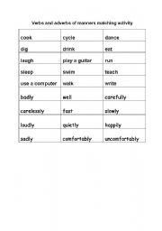 English worksheet: adverbs matching activity