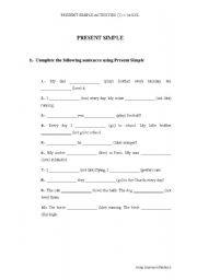 English worksheet: Present Simple activities
