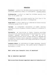 English worksheet: Education