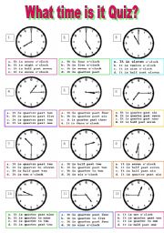 English Worksheet: What time is it multiple choice test