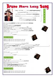 English Worksheet: Bruno Mars Lazy Song