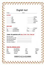 English Worksheet: revision test