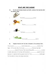 English Worksheet: Present continuous with animals