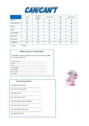 English Worksheet: CAN/CANT