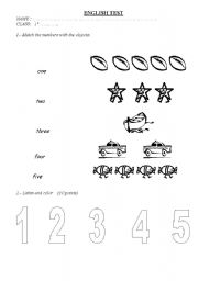 English Worksheet: numbers