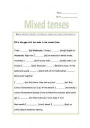 English Worksheet: Mixed tenses