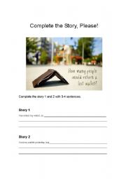 English Worksheet: Complete the story