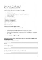 English Worksheet: Video Activity - Friends