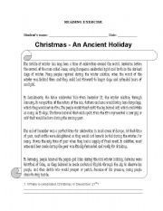 English worksheet: Christmas - An ancient holyday