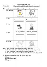 English worksheet: What could you do when you were six?