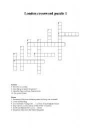 English Worksheet: London crosswords puzzle 1