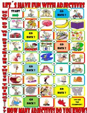 English Worksheet: Adjective Board Game