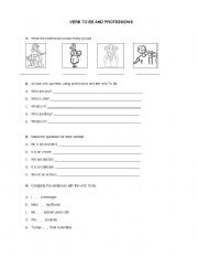 English worksheet: Professions and Verb to be
