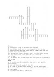 English worksheet: Crime Crossword puzzle