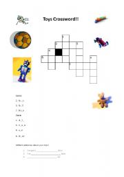 English Worksheet: Childrens Toys Crossword