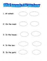English Worksheet: What sounds can you hear 