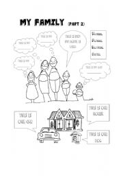 English Worksheet: My family II- Kindergarten level 