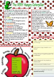 THE VERY HUNGRY CATERPILLAR (TEXT+TASKS)