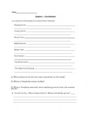 English Worksheet: The Outsiders - Chapter 1 Comprehension Questions