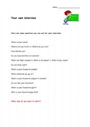 English Worksheet: Your own interview