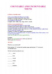 English Worksheet: count/uncount nouns