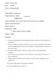 English Worksheet: smoking and health