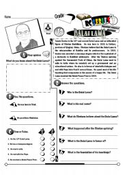English Worksheet: RC Series Famous People Edition_18 Dalai Lama (Fully Editable)