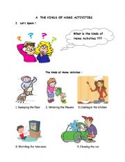 English worksheet: home activities